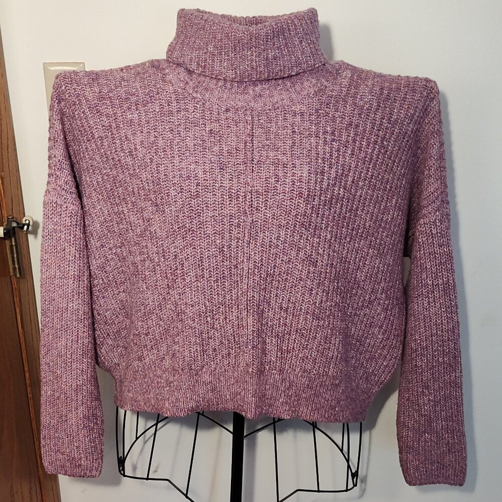 Lucky Brand marled knit, cropped turtleneck sweater, very good used cond. sz S/P